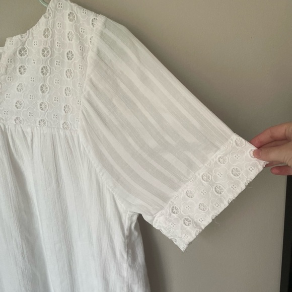 Boden White Cotton Gauze Material Eyelet Midi Dress Size 8 - Picture 2 of 14